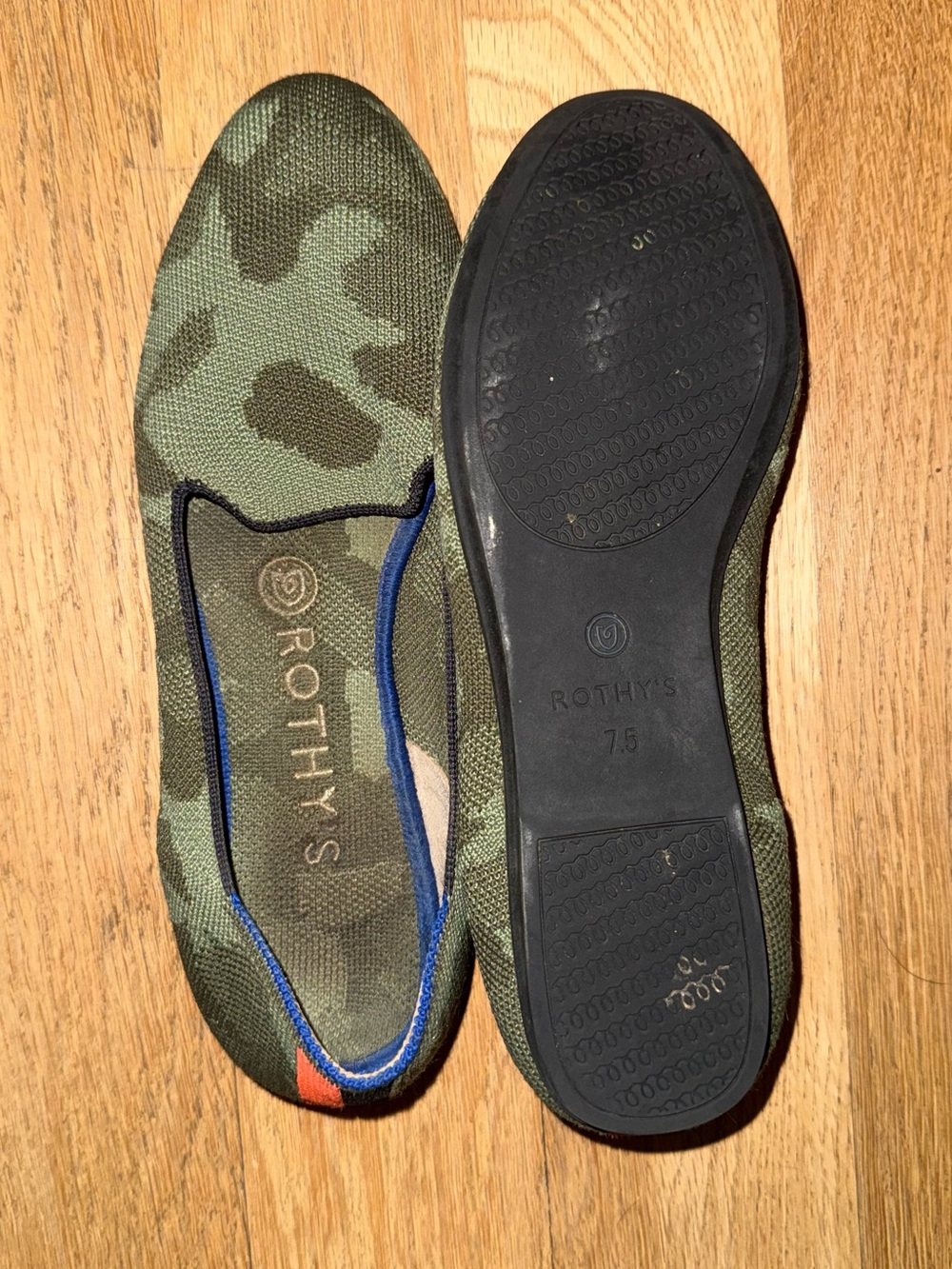 Rothy's Olive Green Camo Slip-On Flats - Picture 3 of 5